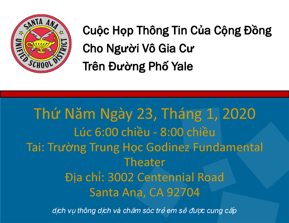 Vietnamese Flyer - Yale St. Homeless Shelter Community Information Meeting 